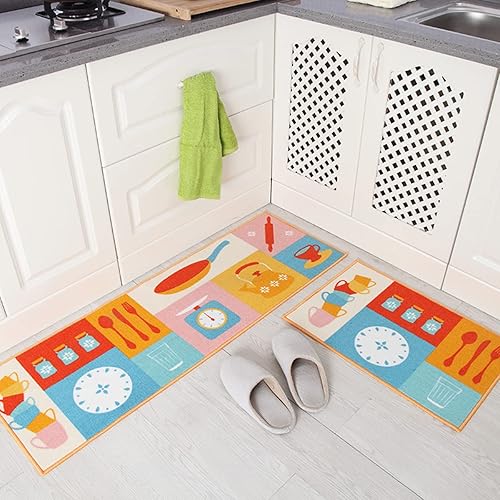 Miniatura 4 de Tapete de cocina (2 unidades), acolchado antifatiga, alfombras de cocina a prueba de manchas, antideslizantes, lavables, juego de alfombras de