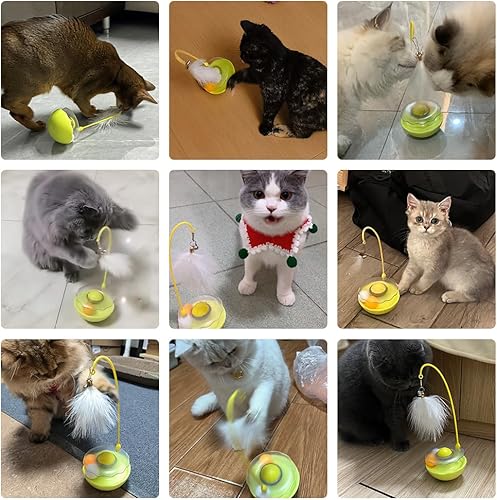 Miniatura 7 de PAZ'S GIFT Juguete interactivo para gatos, teaser 3 en 1 con pista de bolas rodantes, bailarina de hierba gatera para gatos de interior