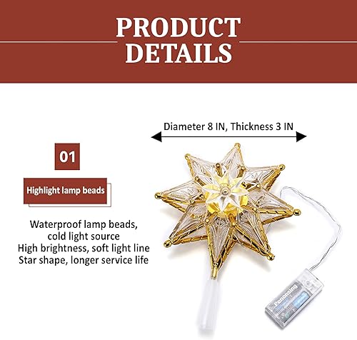 Miniatura 3 de Decoración para árbol de Navidad luces LED iluminadas de Navidad luces octogonales decoración de Navidad