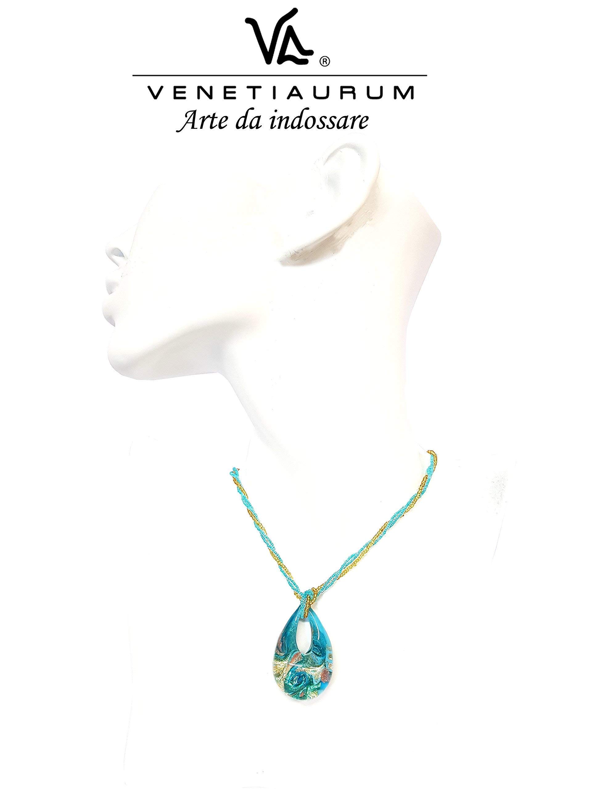Venetiaurum - Collana Per Donna Con Pendente a GocciaIn Vetro Originale di Murano e argento 925 - Gioiello made in Italy certificato