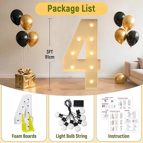 Miniatura 32 de Mixifox Letras V de marquesina de 3 pies, letras grandes iluminadas de 3 pies de alto con luces, letra de bebé grande para baby shower, boda