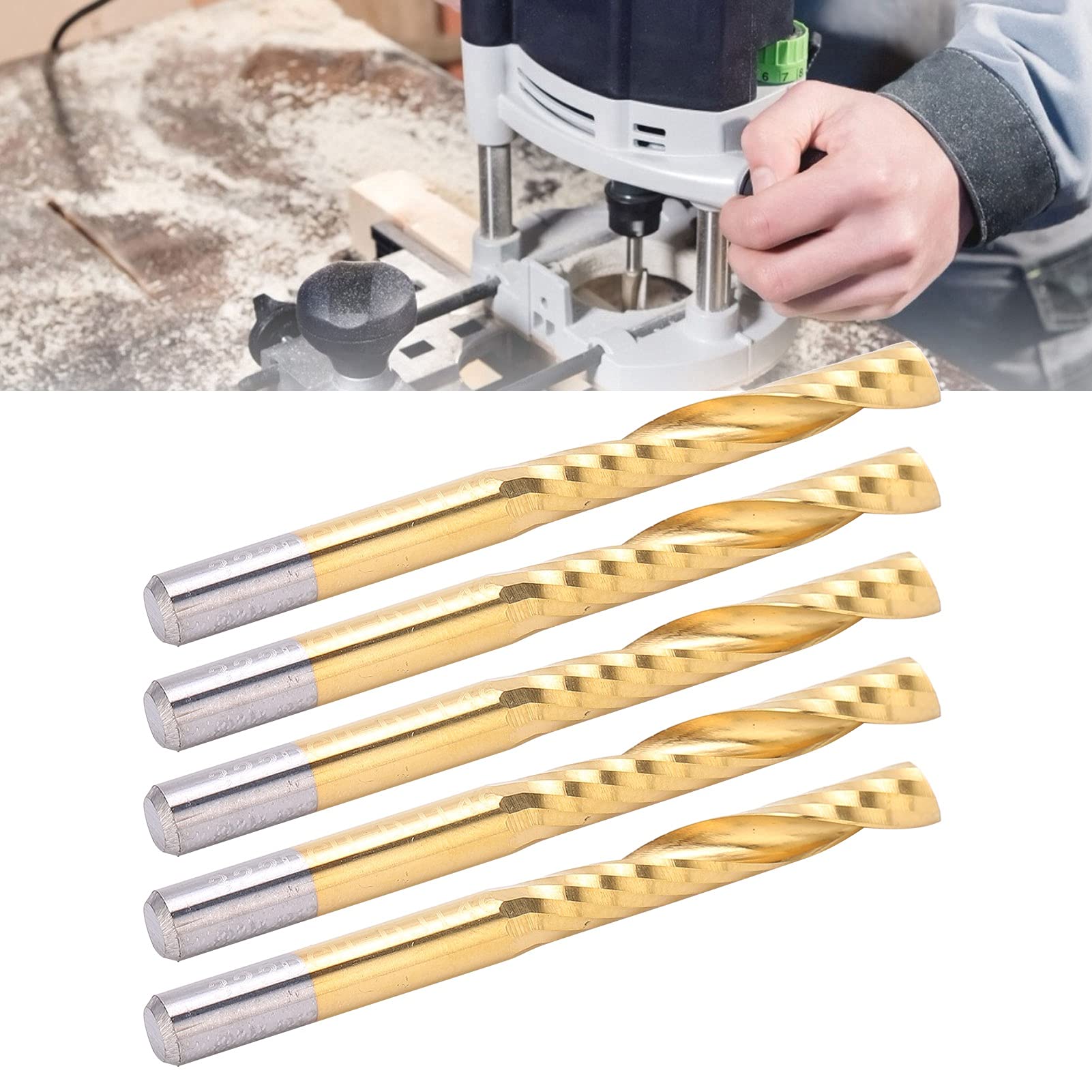 5 sztuk frezów CNC, 4 mm spiralny frez końcowy z chwytem 4 mm HSS powlekany tytanem, flet 25 mm i 45 mm frez o pełnej długości, do miedzianego aluminium