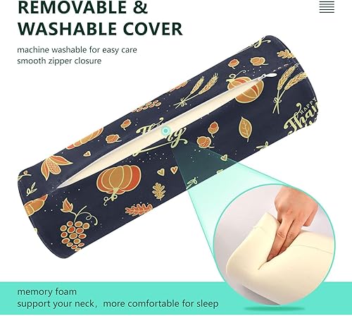 Miniatura 4 de KLL Happy Autumn and Thanks Giving Yoga Bolster Pillow Neck Roll Pillows for Pain Relief Sofa Round Pillows Long Cylinder Pillow Neck Support