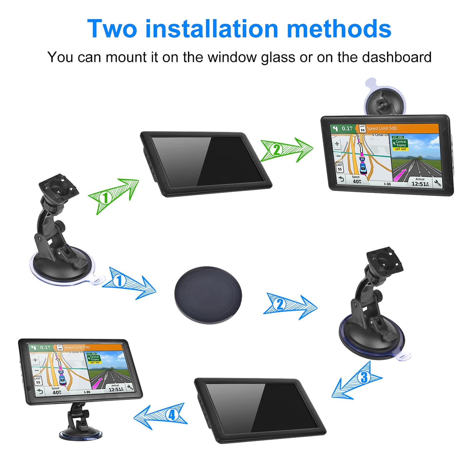 Navegación GPS para automóvil de 9 Pulgadas Pantalla táctil de orientación por Voz de Puntos de interés Grandes 800 × 480 Portátil para Conductores de Camiones Navegador GPS