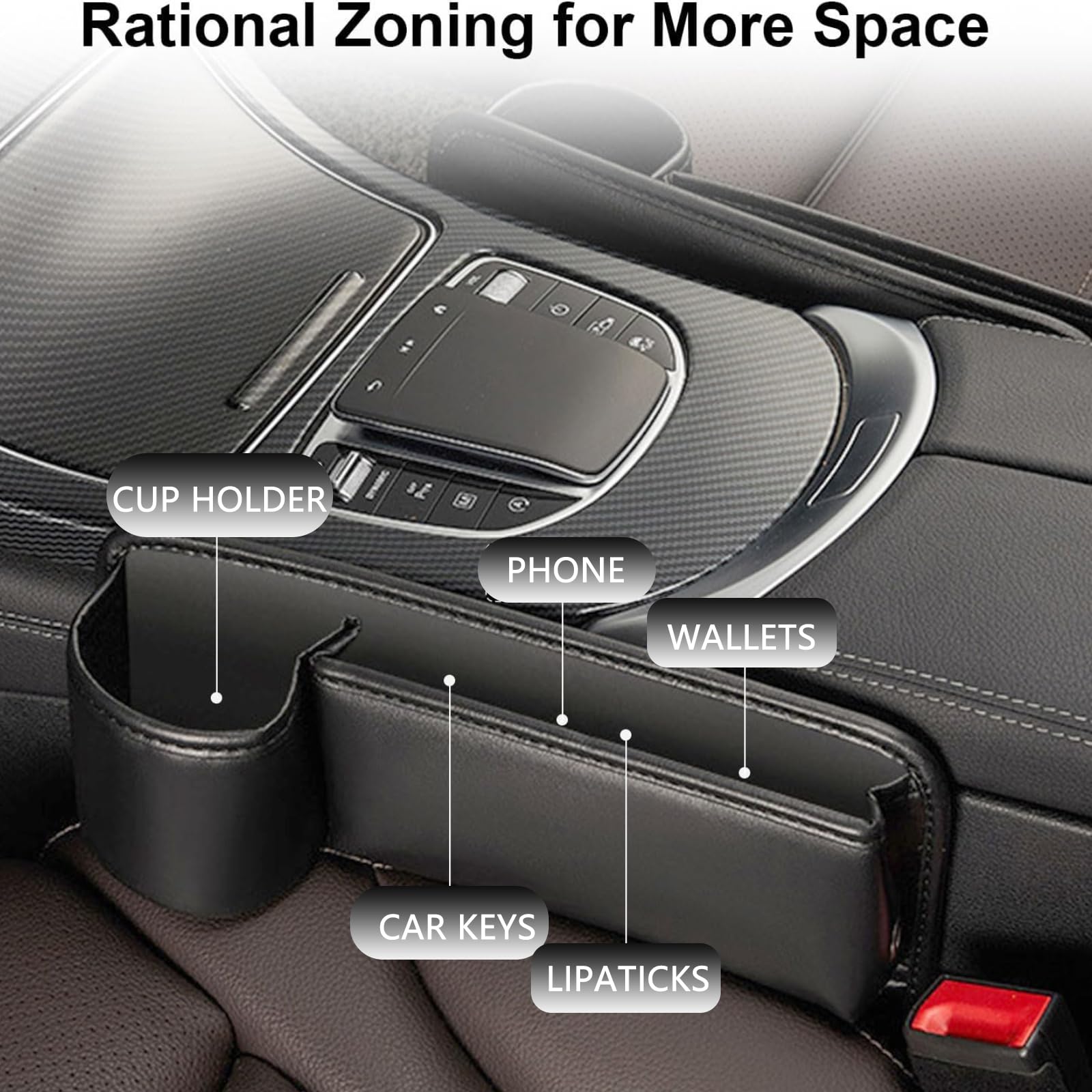 Organizer Da Auto Universale - Tasca Portaoggetti Per Sedile Con Portabevande E Fori Per Cavi - Foto 3