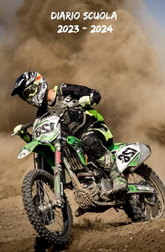 Diario Scuola 2023 2024 Moto Cross: Organizzatore settimanale una settimana per due pagine, Pianificatore scolastico per studenti (elementari, medie, superiori, università)
