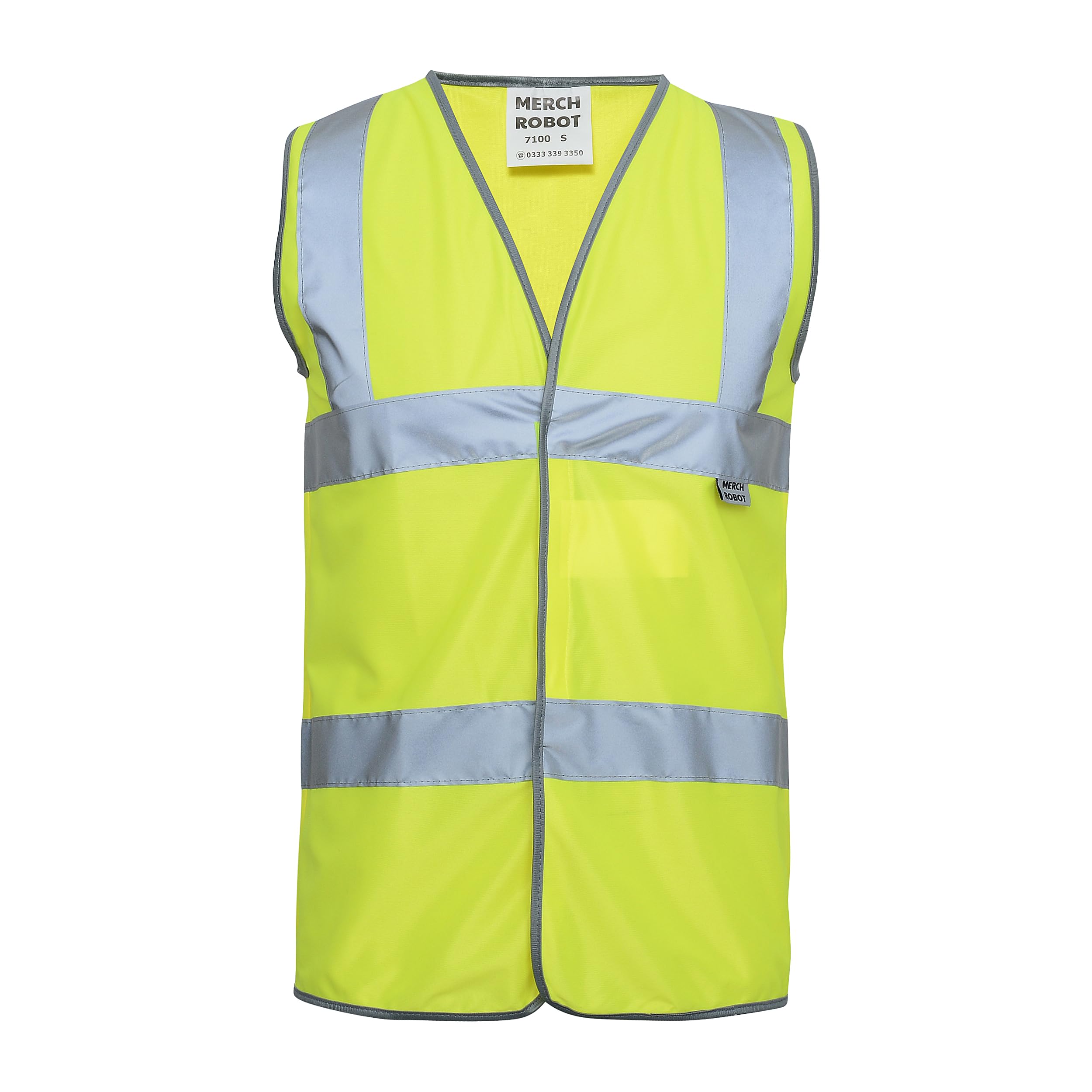 Merchrobot Men's Yellow Hivisible Reflective Jacket High Visibility Waistcoat-, Large (, 2XL)