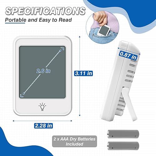 Vista 7 de EAGLE PEAK Termómetro higrómetro digital medidor de humedad con pantalla de retroiluminación, termómetro de habitación interior con monitor