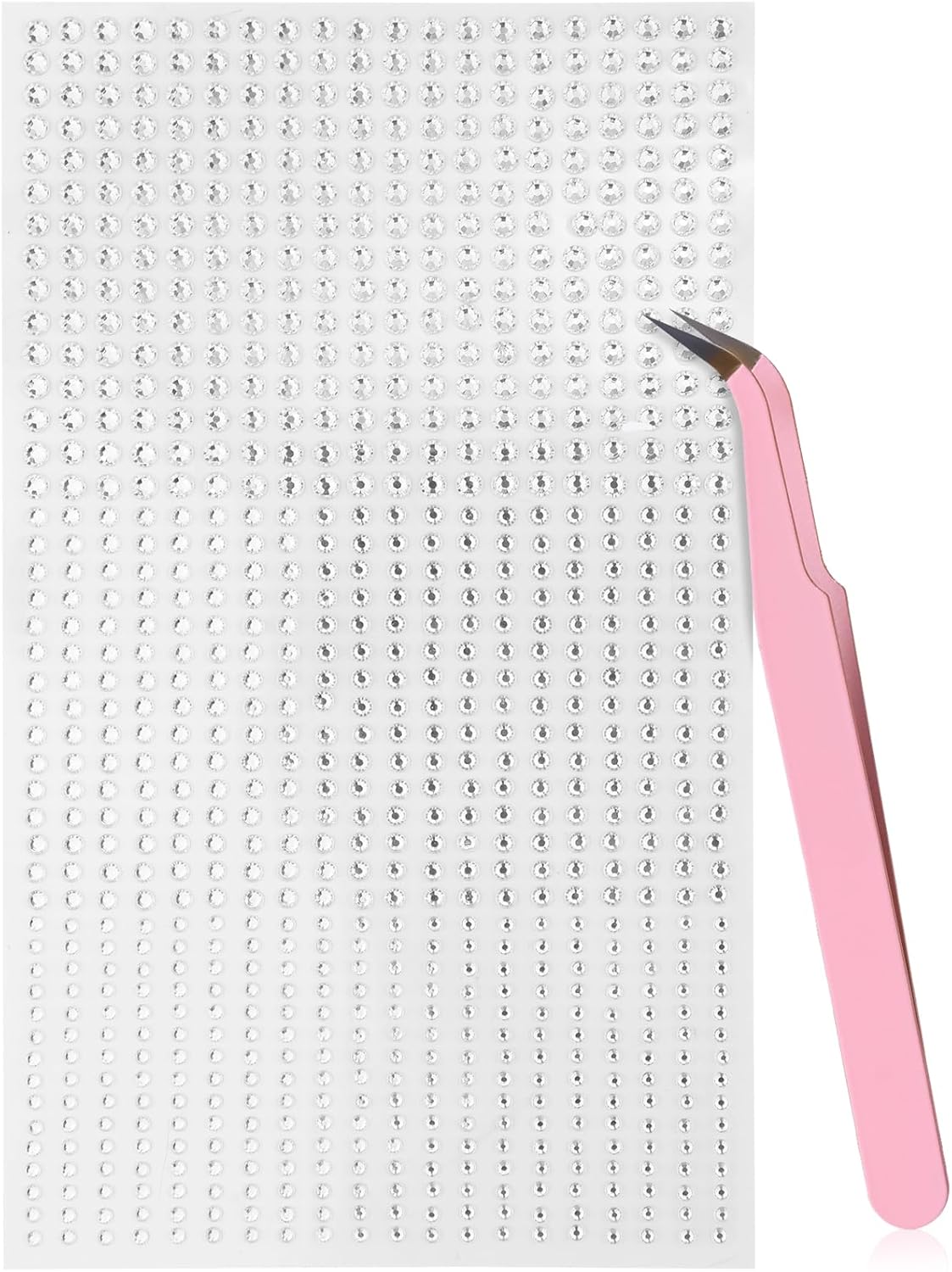 900pcs Face Gemstones, Self Adhesive Face Jewelry with 1 Tweezers Hair Gemstones 3/4/5mm Eye Jewelry Face Gemstones Body Rhinestones for Face Eyes Makeup