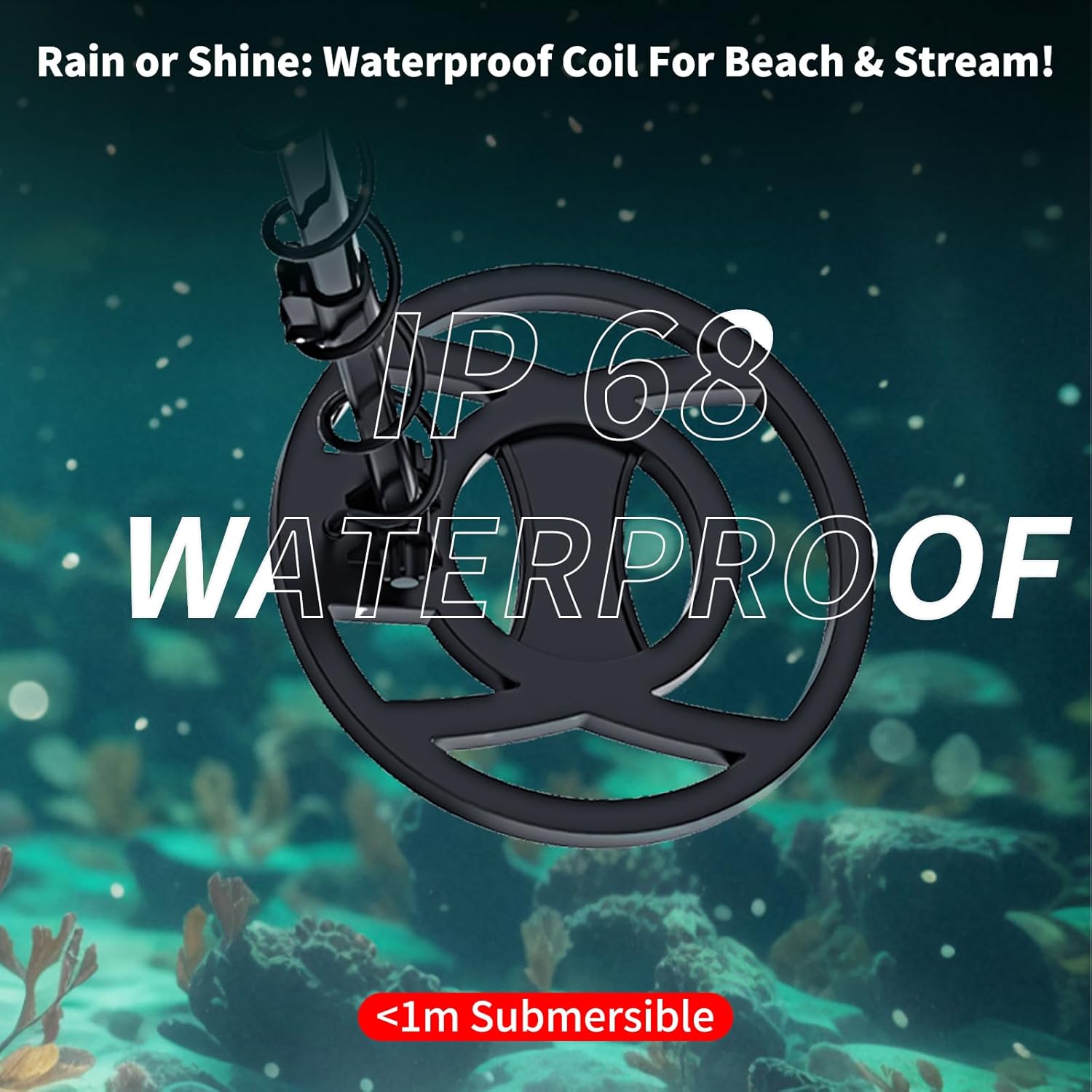 Waterproof Metal Detector for Adults, 10" IP68 Professional Metal Detectors, 5 Modes High Accuracy Detector de metales oro y Plata, Gold Detector/Tester with Shovel, Bags, Headphones(Red)