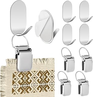 Yaocom 4 Set Tapestry Wall Hanging Clips Self Adhesive Wall Hanger Textile Art Decoration Metal Clips for Hanging Rugs Carpet Display, Silver