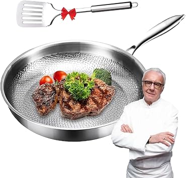 Chirsfairy Titanium Pan, Titanium Hammered Frying Pan with Lid, Upgraded Non-stick Without Coating Titaniums Pro Cookware, Scratch-Resistant Durable Frying PansNo Lid,11.02in/28cm