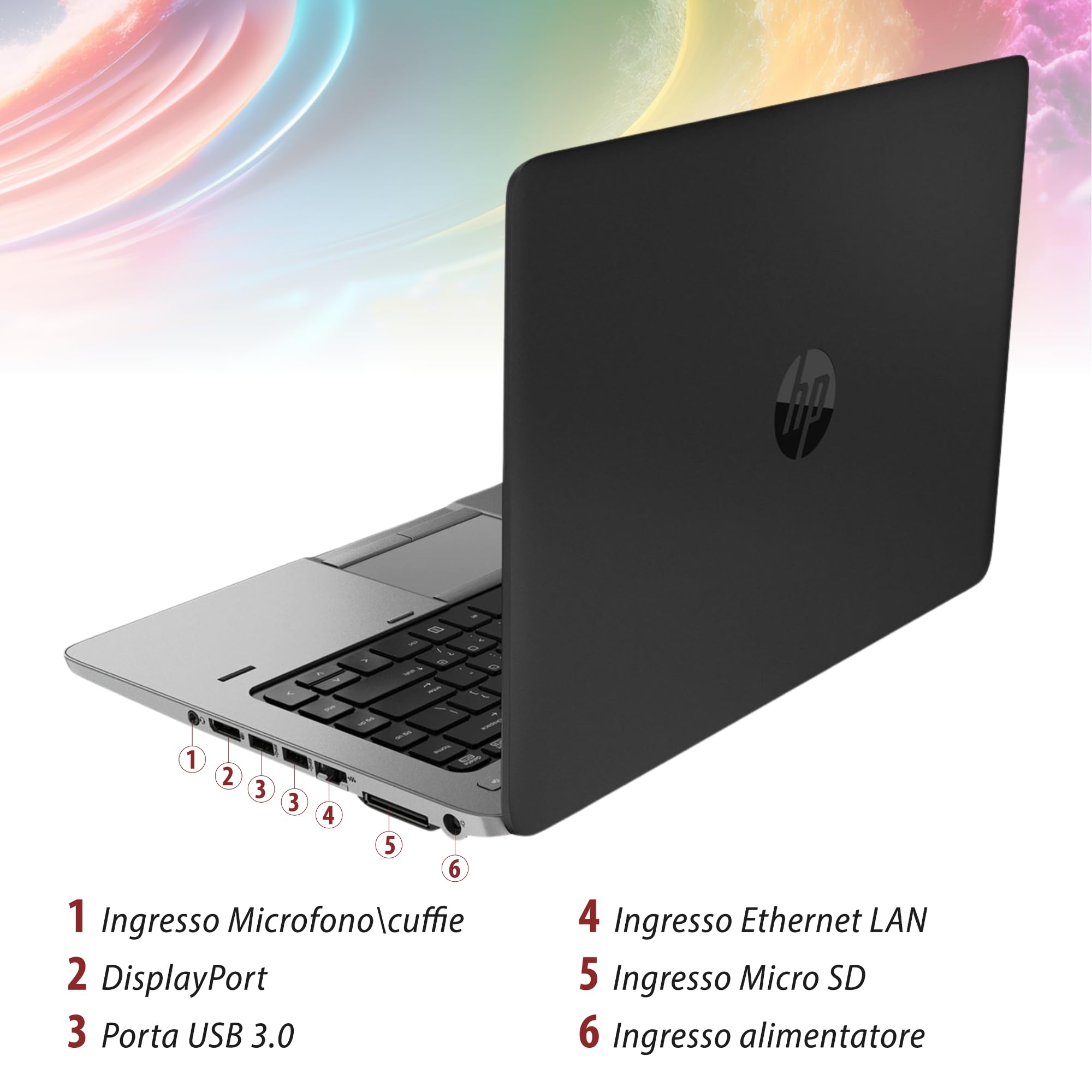 HP Elitebook, Intel Core i5-4300U 2 Core 1.9 GHz, Display 14,1", Ram 8Gb, SSD 256Gb, Pc Portatile Notebook Pronto all'uso, Pacchetto Libre (Ricondizionato)
