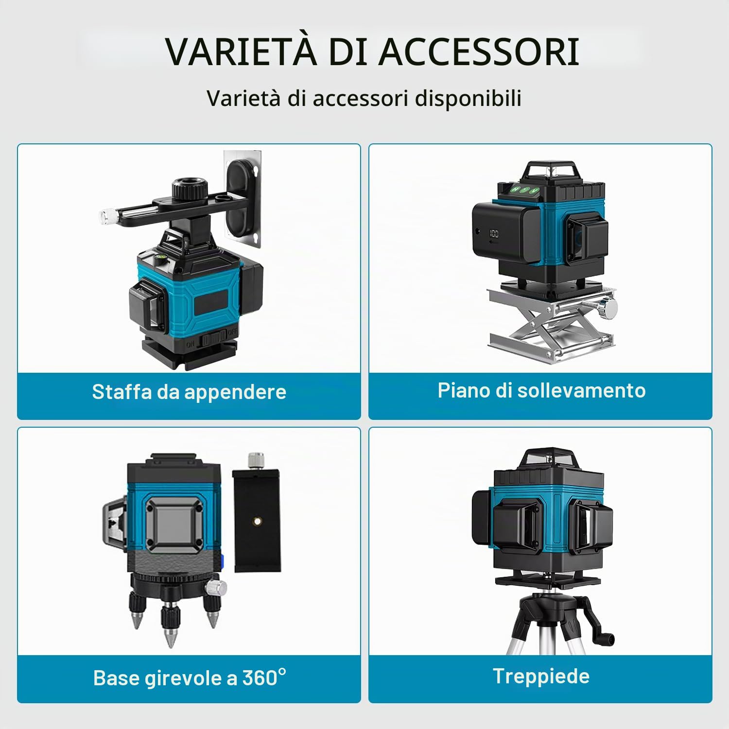 VOBOR Livella Laser con Treppiede, 4D 16 Linee Verde Livello Laser Autolivellante 360 con 2 x 4800mah Batteries, Telecomado, per Lavori Costruzione e Decorazione D'interni