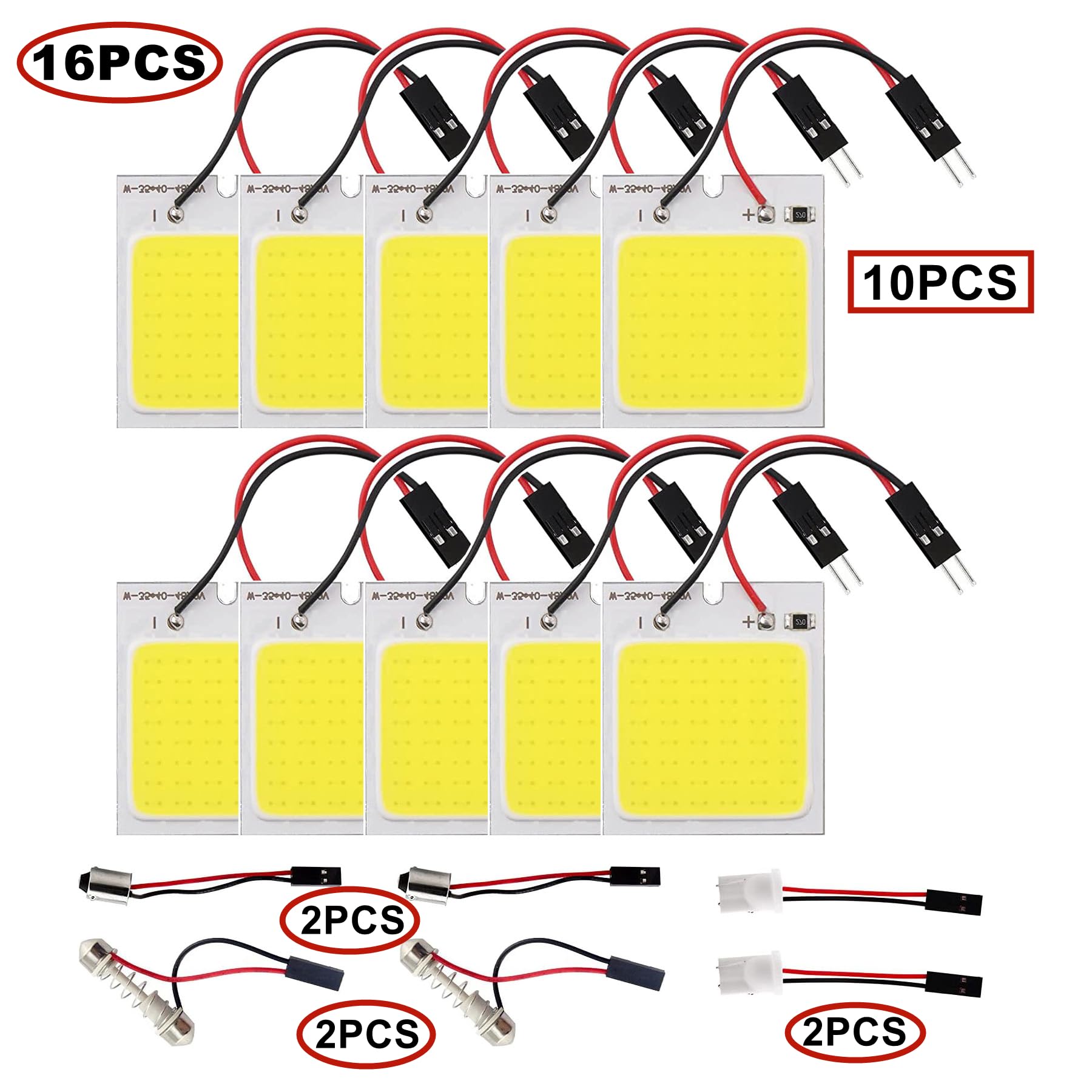 HUAZIZ 10 sztuk super jasne białe energooszczędne 5050 48-SMD LED, panel kopułkowy, lampa samochodowa, wnętrze, płyta do czytania, oświetlenie sufitowe przewodowa (DC 12V)