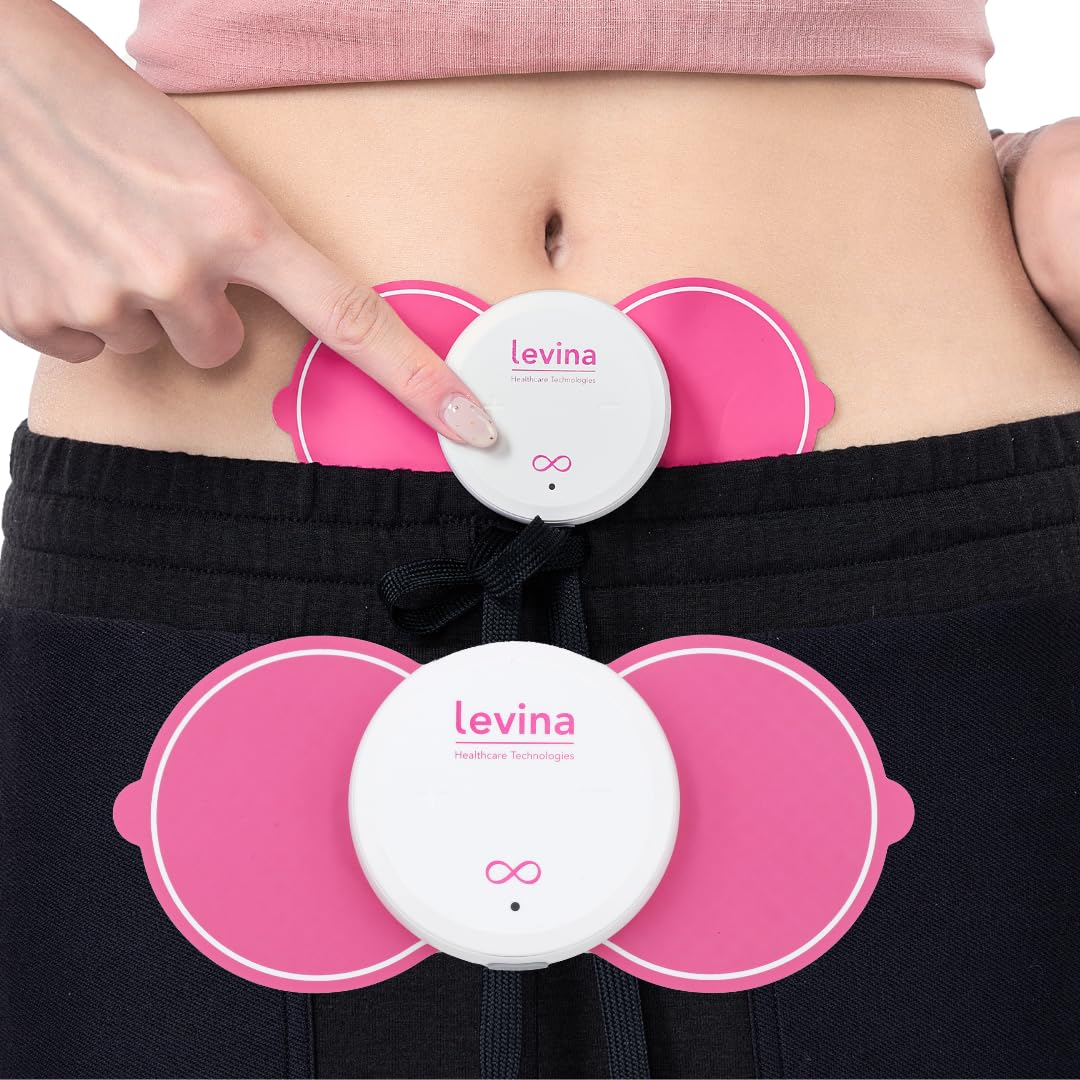 Levina Menstrual Period Relief Device - Wireless TENS Unit and Biocompatible Electrode Pads, Rechargeable, Magnetic Connection, Instant Cramp & PMS Relief, and Drug-Free, FSA HSA Eligible (RS-38)