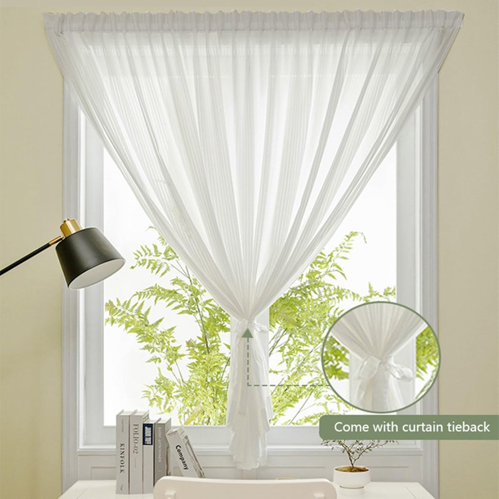 ら*い様 S / île シール sile curtain gilet Whit Amazon.com: Sheer Curtains No Drill Light Filtering Privacy
