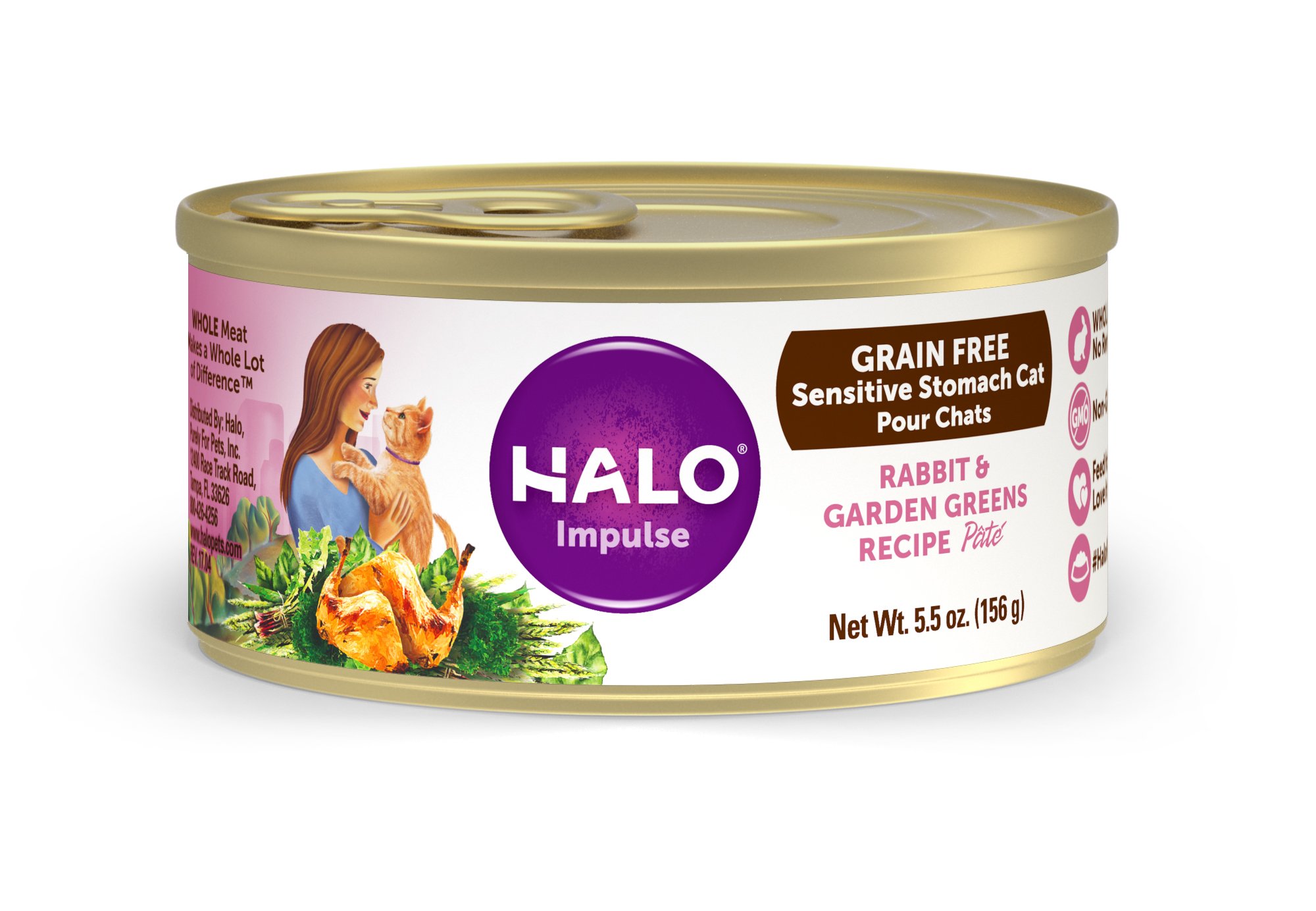 Halo Sensitive Stomach Wet Cat Food Grain Free Rabbit Garden