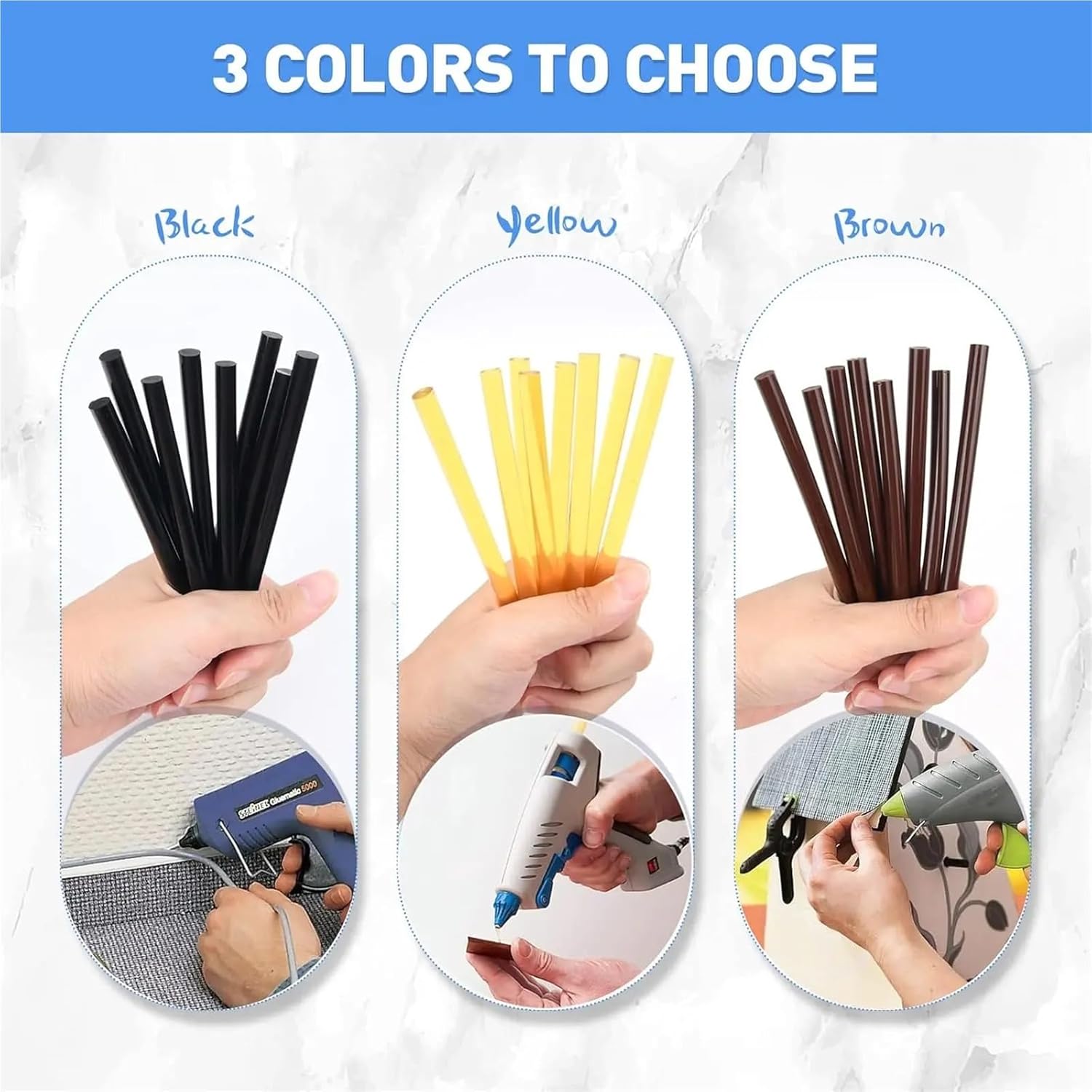 Hot Melt Glue Sticks 60Pcs Hair Styling Tool Gun Glue Wig Extension Hot Adhesive Sticks(Yellow)