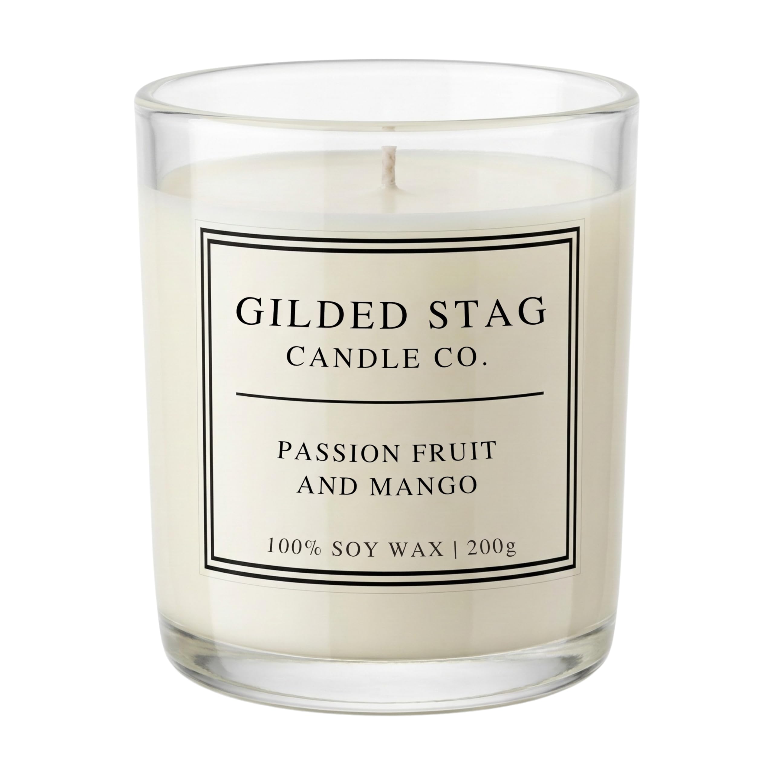 Gilded Stag Candle Co. Women's Cream Gilded Stag Scented Candle - Passion Fruit & Mango Soy Wax Candle - Tropical Fruity Home Fragrance Gift For - Long Lasting 40 Hour Burn Time - 30Cl Glass Jar
