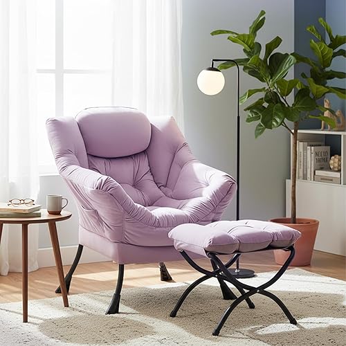 Miniatura 45 de Welnow Silla Lazy con otomana, moderna silla de descanso con reposabrazos y un bolsillo lateral, sillón para sofá de ocio, sillón de lectura