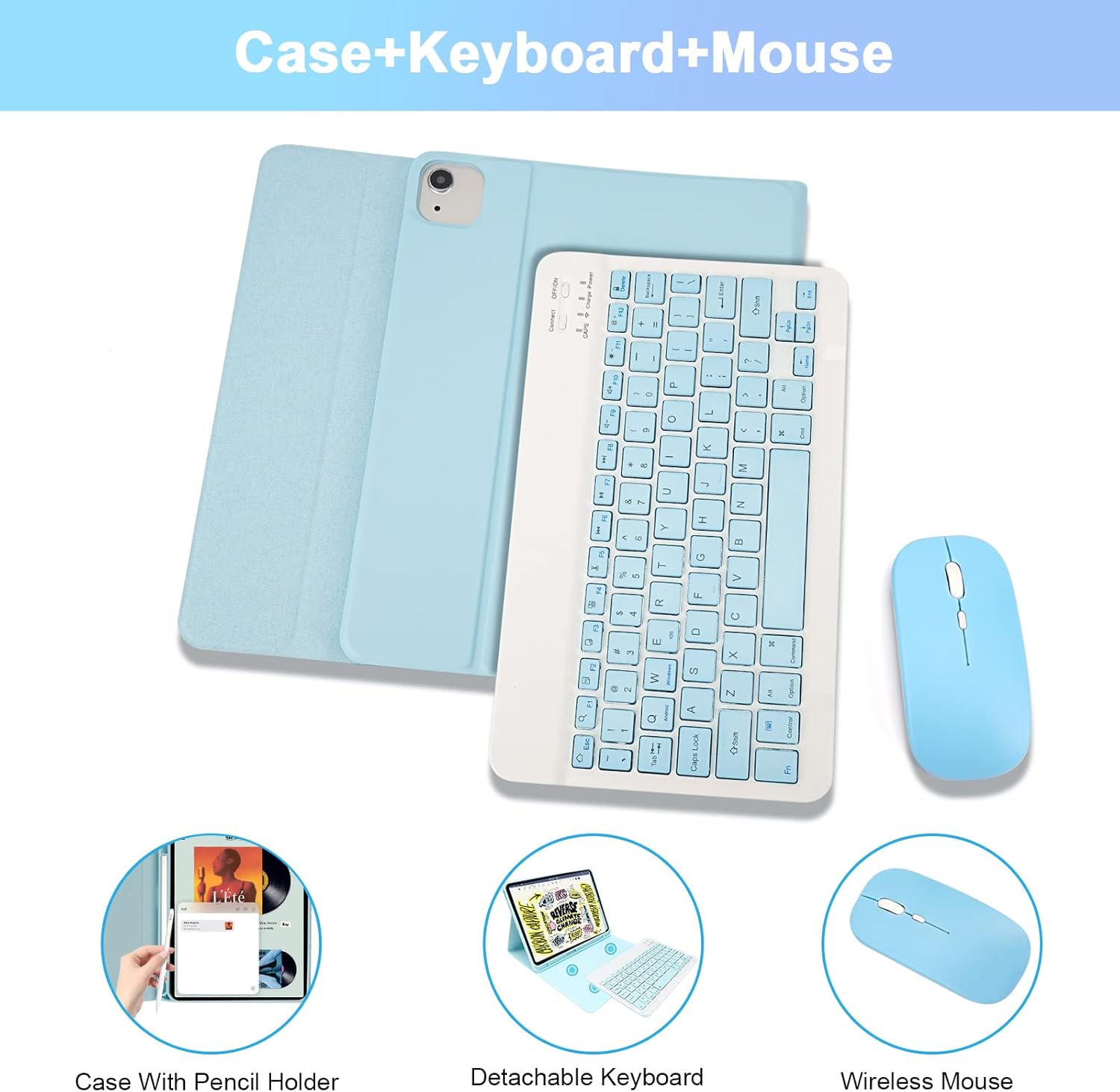 LAMA Wireless Keyboard Case with Mouse for iPad Air 4th/5th Generation & iPad Air 11" M3/M2 (2025/2024), Detachable Case with Keyboard with Pencil Holder for 11 inch iPad Pro (4th/3rd/2nd/1st Gen)