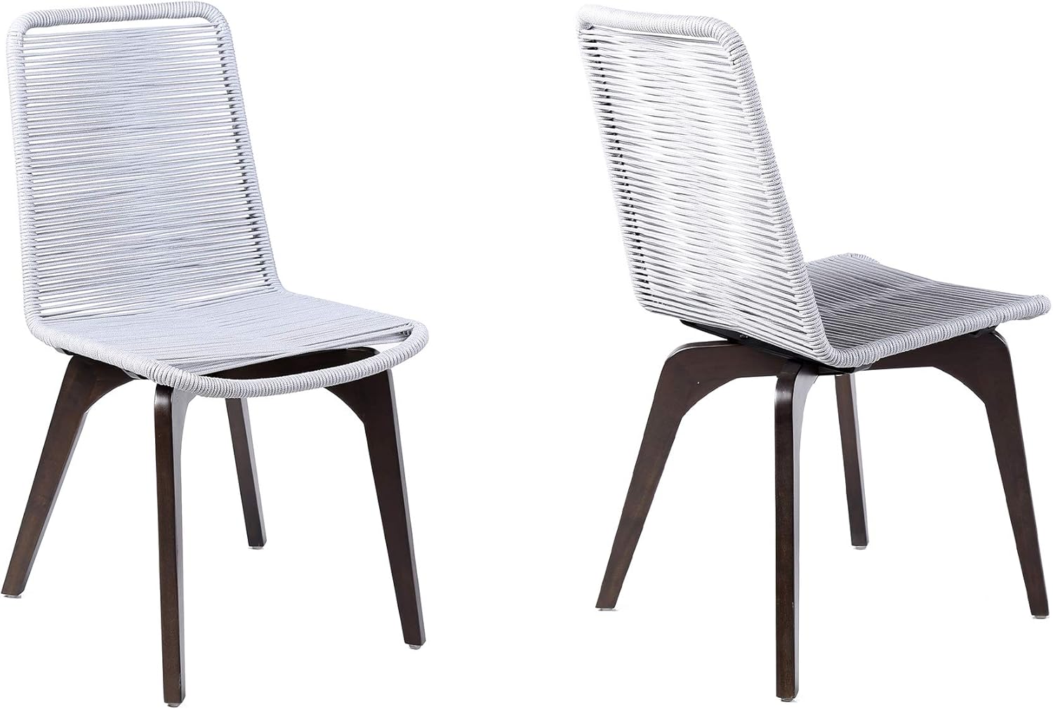 Armen Living LCISSISL Island Outdoor Eucalyptus Wood and Rope Dining Chairs-Set of 2, Silver/Earth