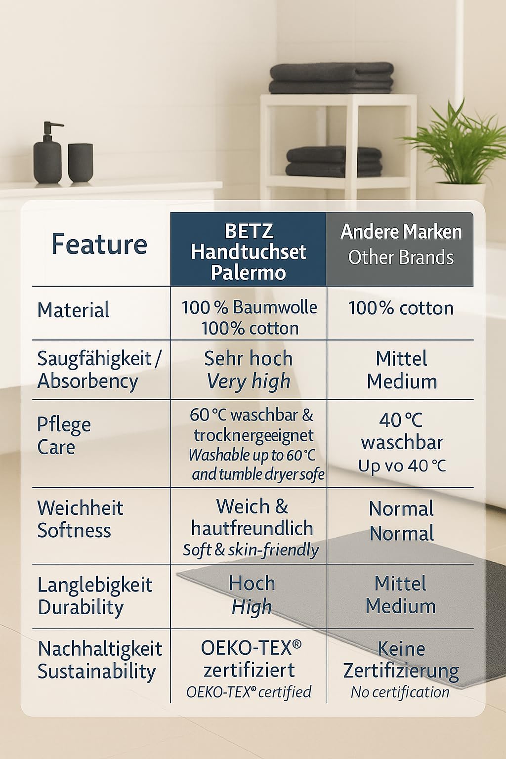 Betz Lot de 6 Serviettes de Toilette Palermo Taille 50x100 cm 100% Coton Couleur Anthracite