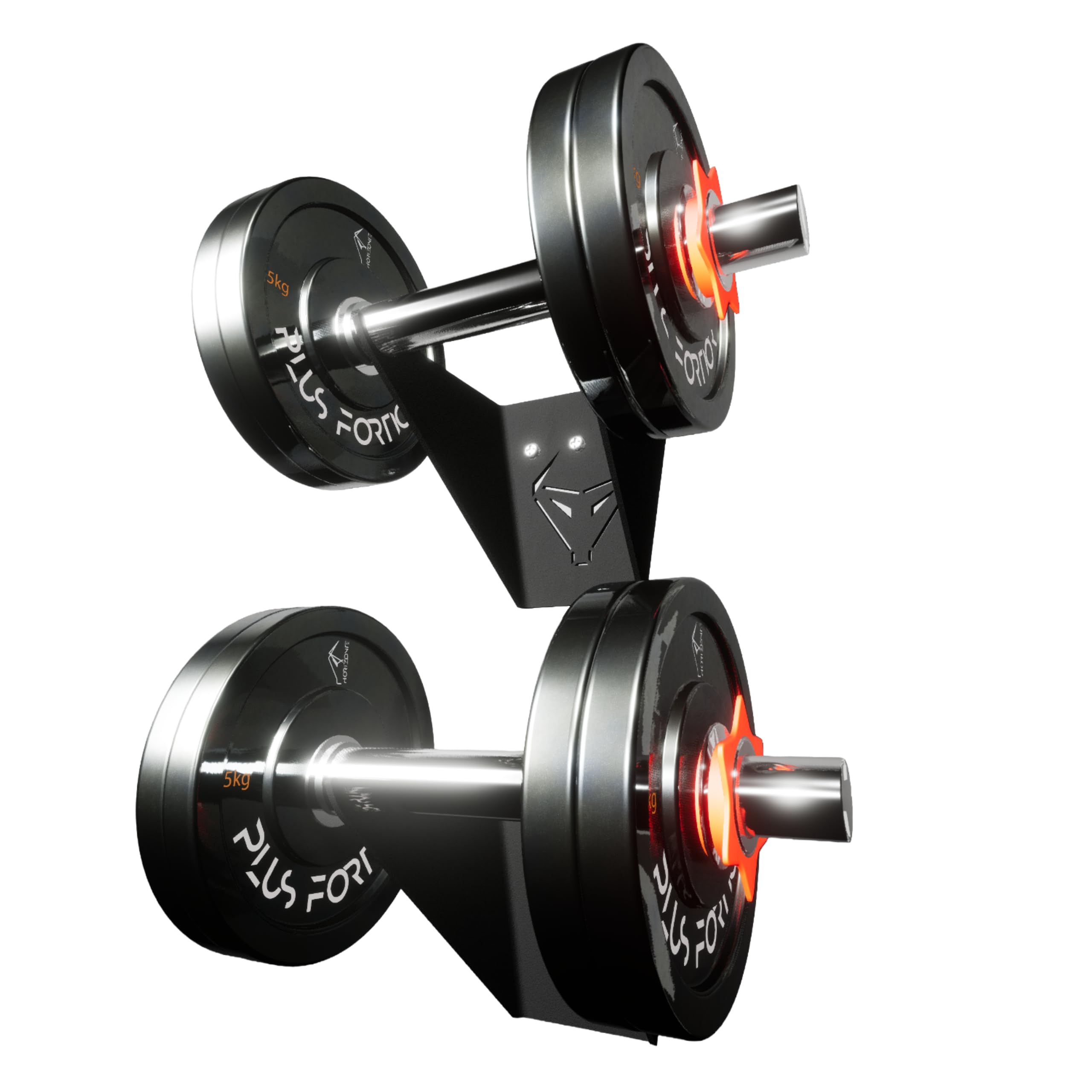 Soporte de Pared para Mancuernas (Pack 2 Unidades) – Rack Individual de Acero Reforzado para Pesas – Capacidad hasta 50 kg – Ahorro de Espacio en Gimnasio en Casa – Diseño Horizonte by Lezoconcept