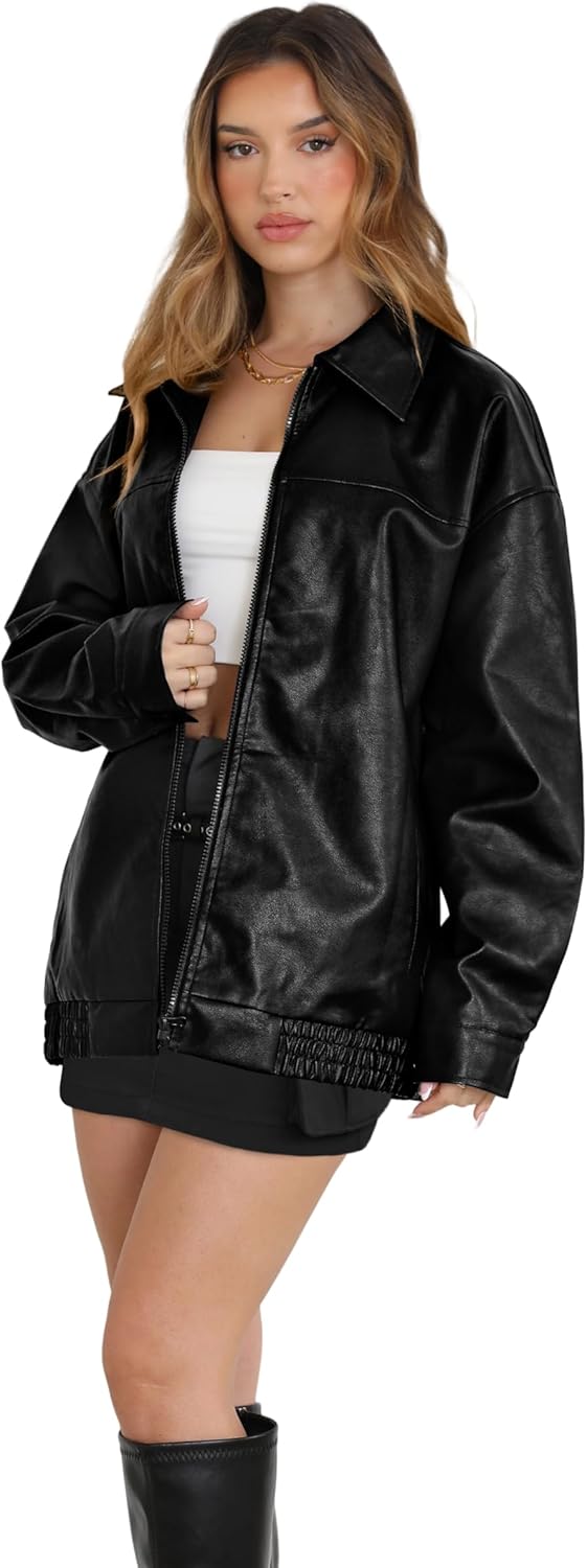 WIHOLL Womens Leather Jackets Faux Suede Oversized Fall Motorcycle Coats Fashion Winter Outfits Clothes Y2k Tops - Image 4