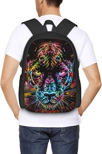 Miniatura 6 de Divertida mochila de guepardo colorida y colorida con estampado de pantera de leopardo, mochila escolar de animales, mochilas casuales de viaje para