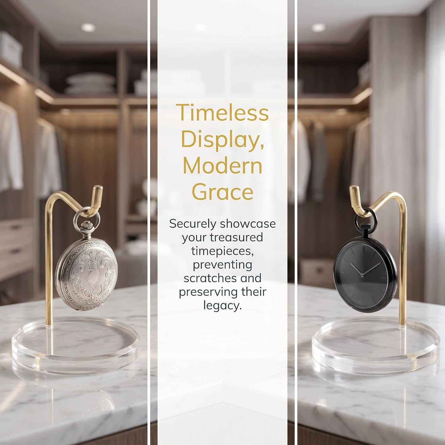Zerodeko Clear Acrylic Watch Holder with Metal Hook, Round Base image 3