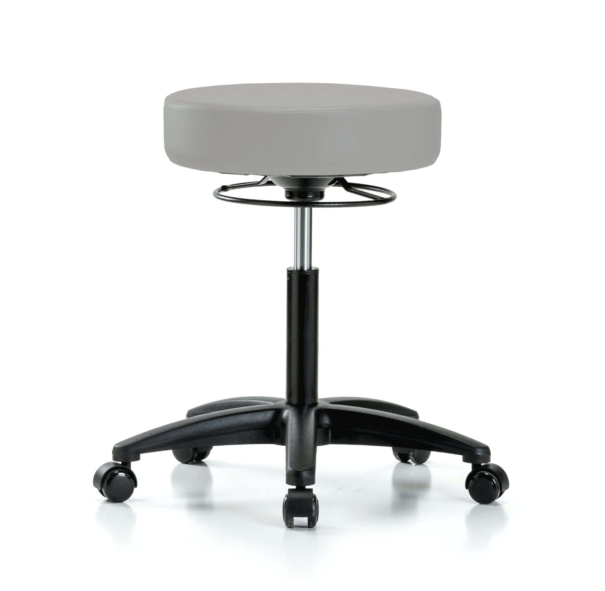 Perch 360 Degree Height Adjustable Swivel Stool | Medium Bench Height 20.5-28" | Grey Vinyl