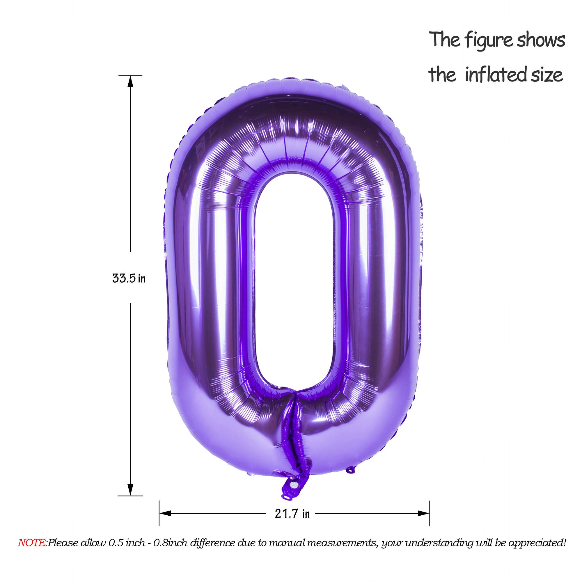 Red 0 balloon 40 Inch Giant Helium Foil Number 0 to 9 Red Balloon Birthday Wedding Party Digital Decorations (Number 0) — view 207