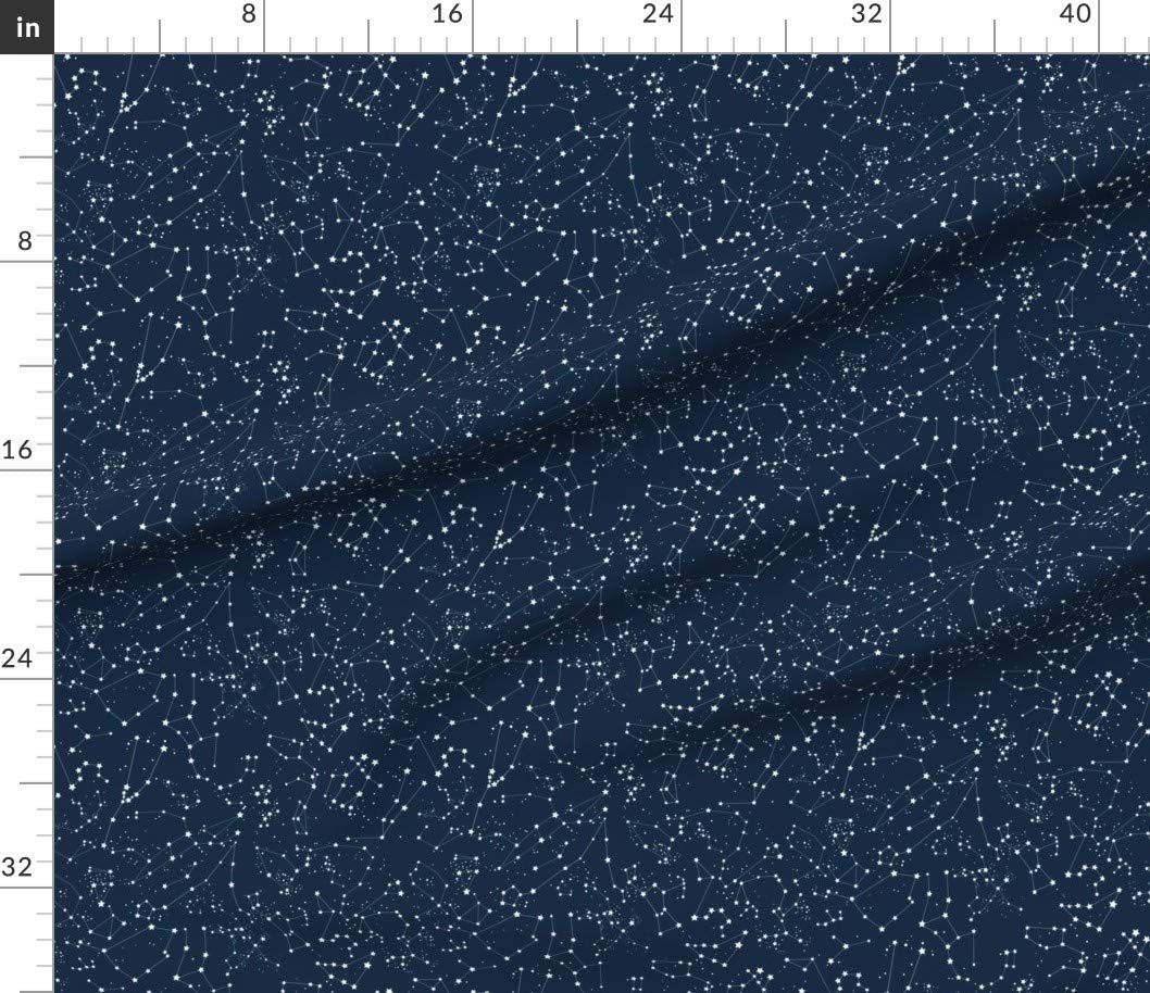 Spoonflower Fabric - Blue Constellations Space Stars Astronomy Zodiac Sign Galxie Printed on Petal Signature Cotton Fabric by The Yard - Sewing Quilting Apparel Crafts Decor