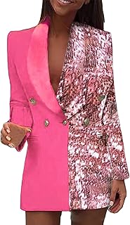 Vestido de Navidad con lentejuelas para mujer, cuello en V, botones, manga larga, con solapa, vestido de patchwork, vestido de verano, línea A, largo hasta la rodilla