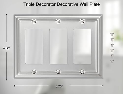 Vista 79 de Adler - Cubierta cuádruple para interruptor de luz decorativa Adler, placa de pared de metal, paquete de 2 unidades, níquel cepillado de 4