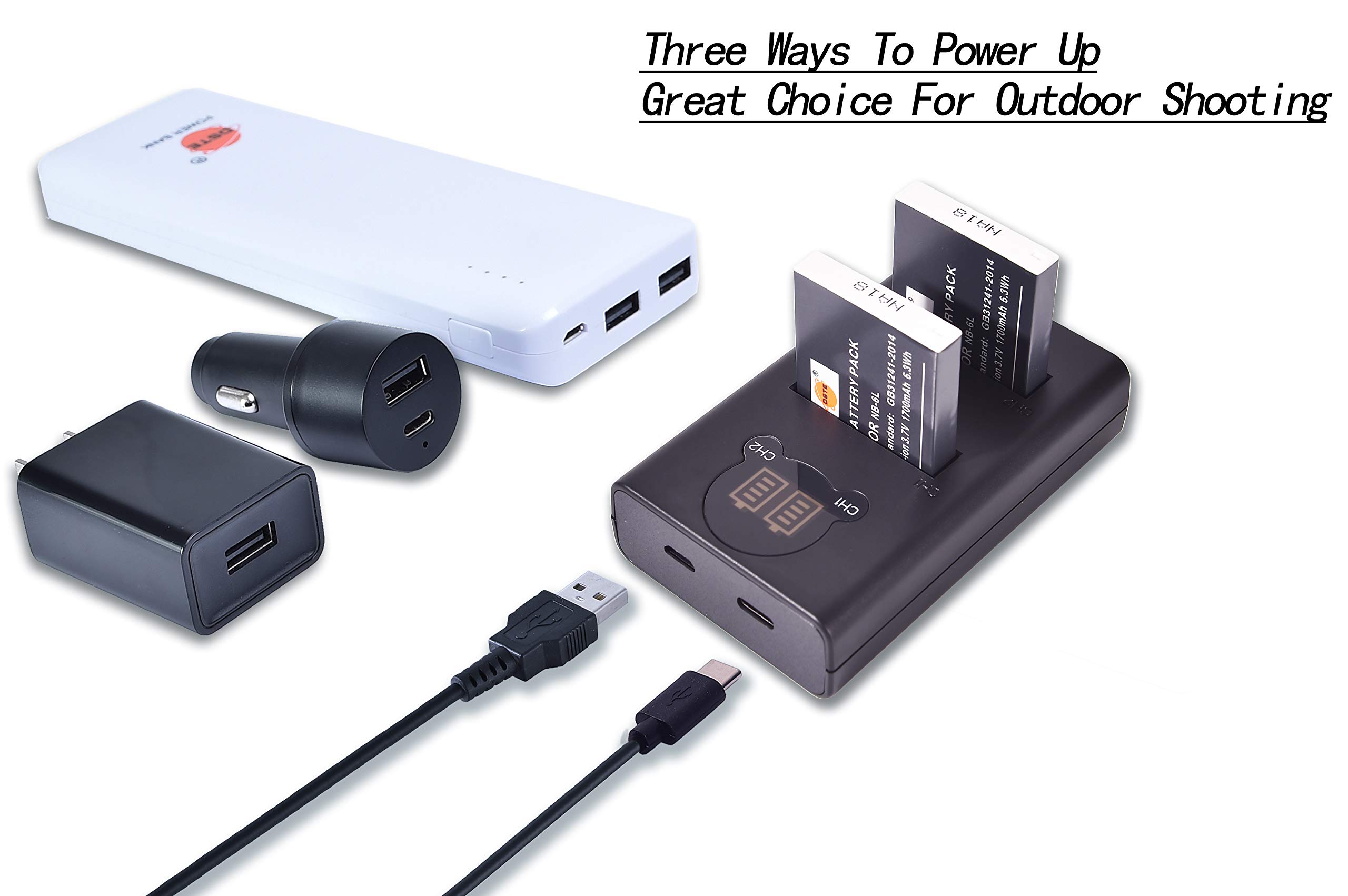 2-Pack NB-6L Akku + Ladegerät Kompatibel Mit Canon PowerShot Kameras – 1700mAh, Micro-USB, Inkl. Kabel