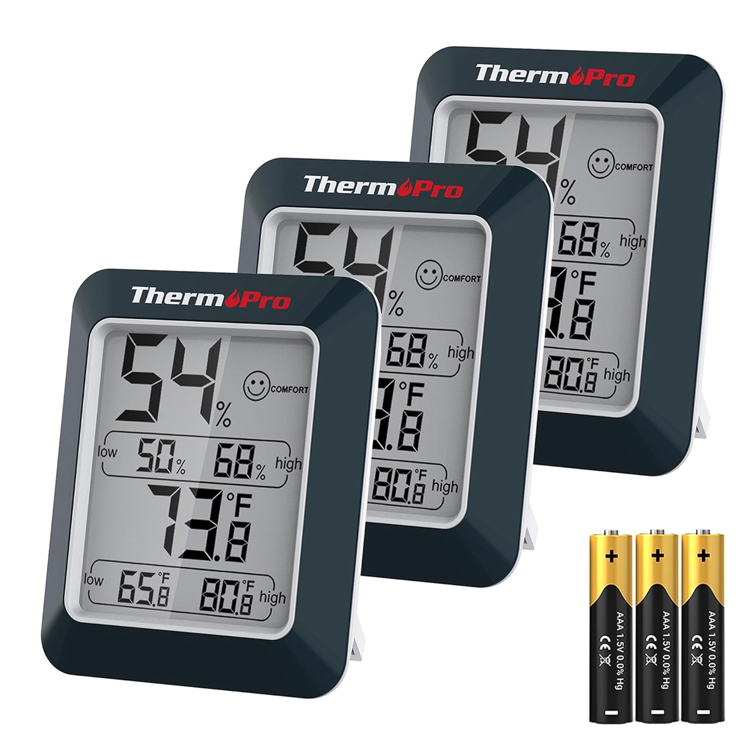 ThermoPro TP50W 3 Pieces Digital Hygrometer Indoor Thermometer Room Thermometer and Humidity Gauge with Temperature Humidity Monitor