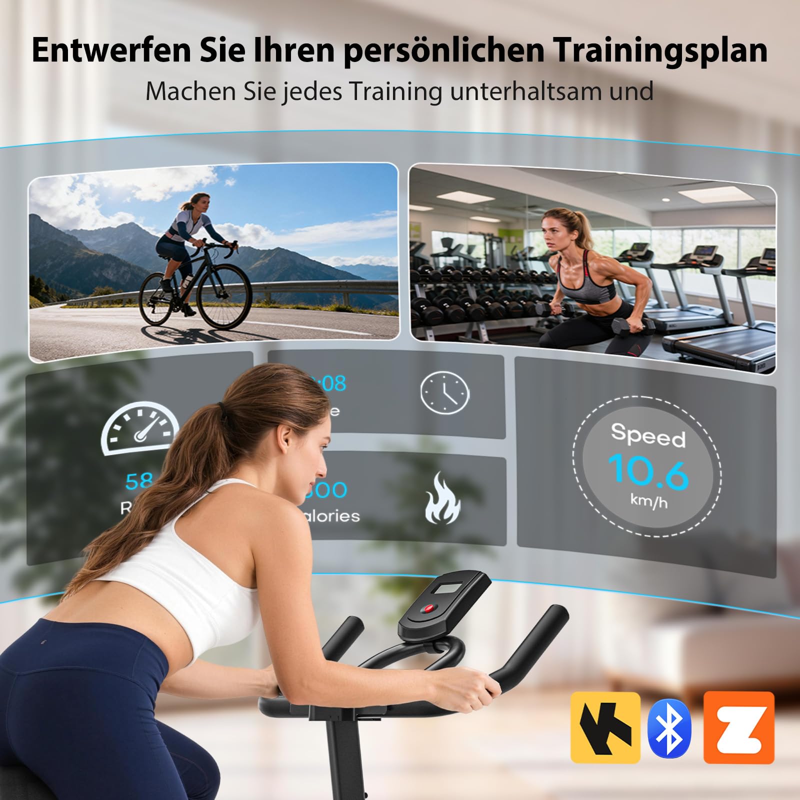 Wenoker Heimtrainer Fahrrad mit Verstellbarem Magnetwiderstand, Ergometer Hometrainer Fahrrad mit APP, LCD-Monitor, Tablet-Halter, Höhenverstellbar, Leises Fitnessbike Bis 160kg