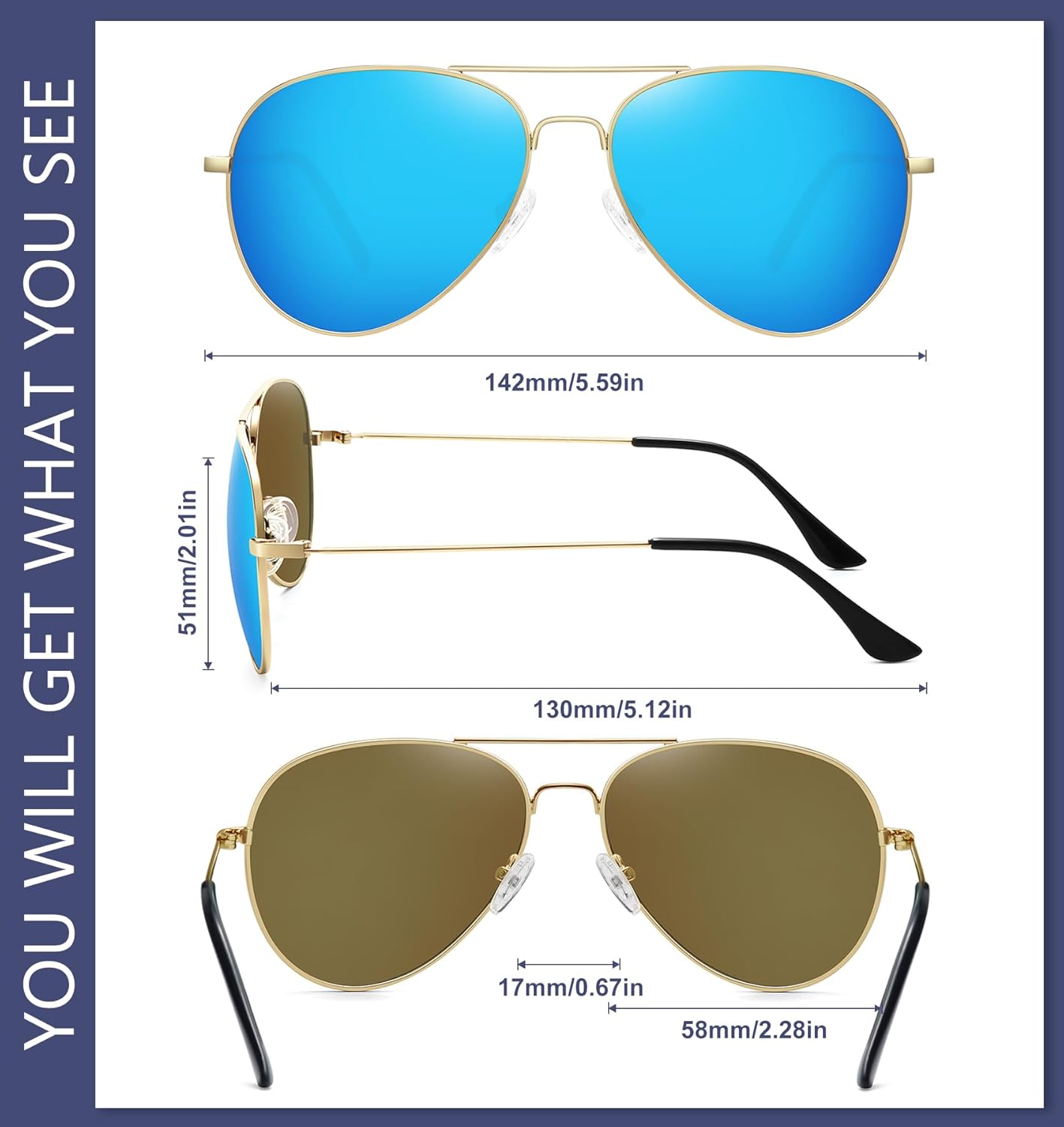 WOWSUN Classic Polarized Aviator Sunglasses for Women Men - Image 6