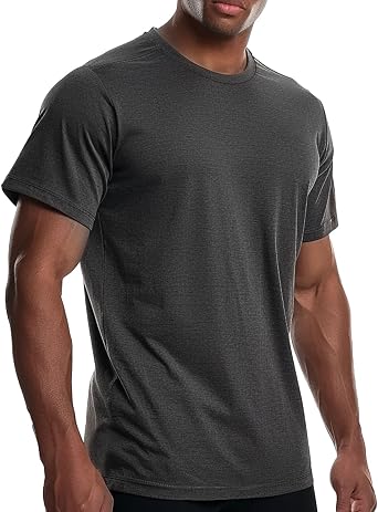 Mens Cooling Bamboo Viscose Workout Shirts Anti Odor Moisture Wicking Athletic Short Sleeve Lightweight Loose Gym Tee