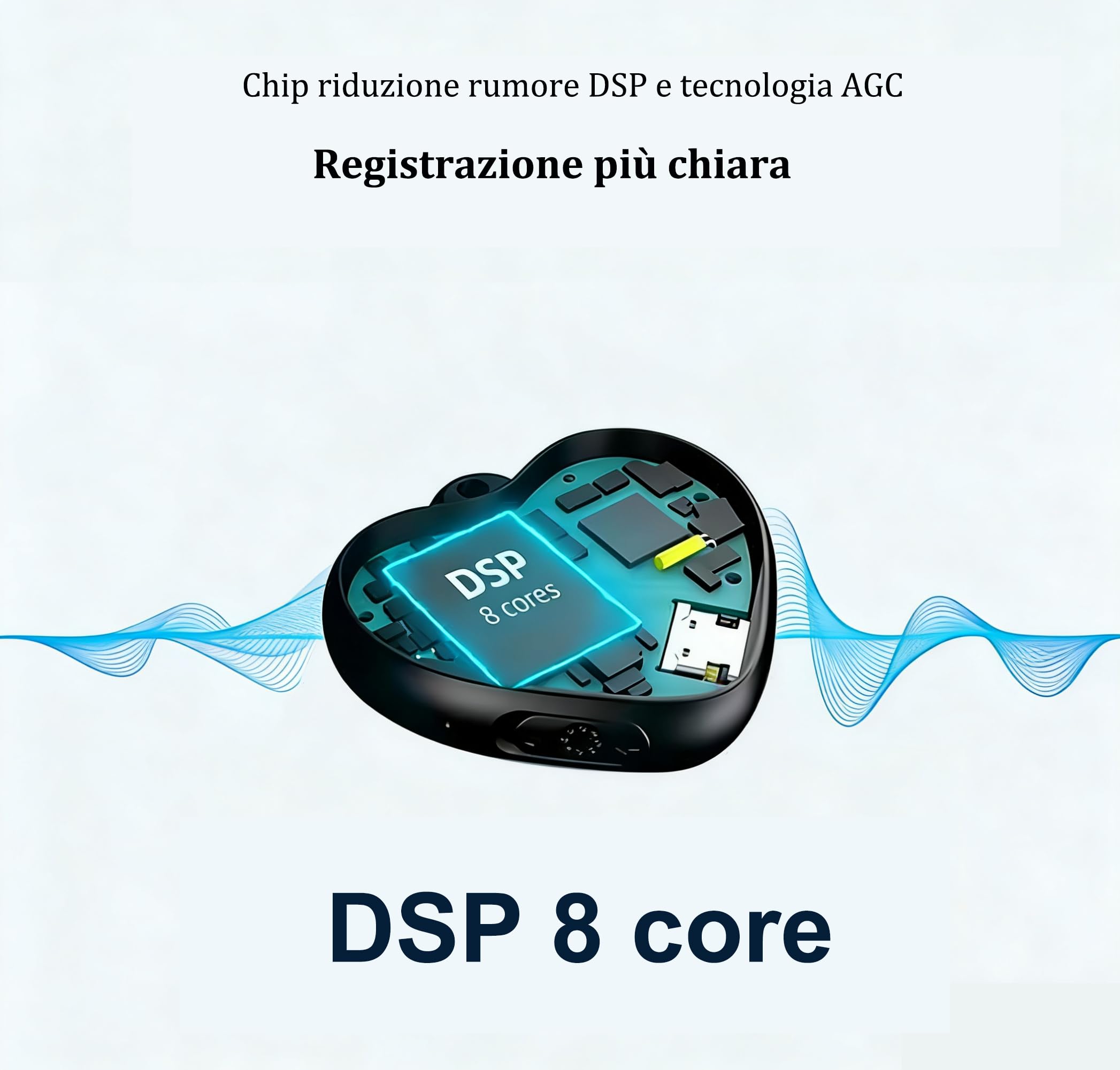 16G Registratori Vocali Digitali con Auricolare Mini Registratore di Audio Piccolo Registratore Vocale Attivazione Collana Portachiavi Pendente Lega di Zinco