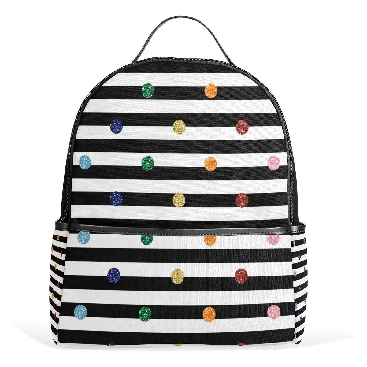 BIGJOKE Backpack Geometric Polka Dot Stripe Large Capacity Casual Printed School Shoulder Bag Daypack for Travel Women Adults Boys Girls Men