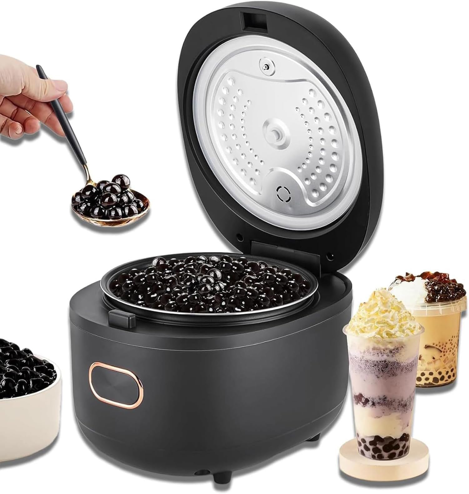 Tapioca Pearl Maker, 5L Automatic Insulation Cooking Pot with Smart Control Panel, Non-Stick Design for Milk Tea and Dessert Shops