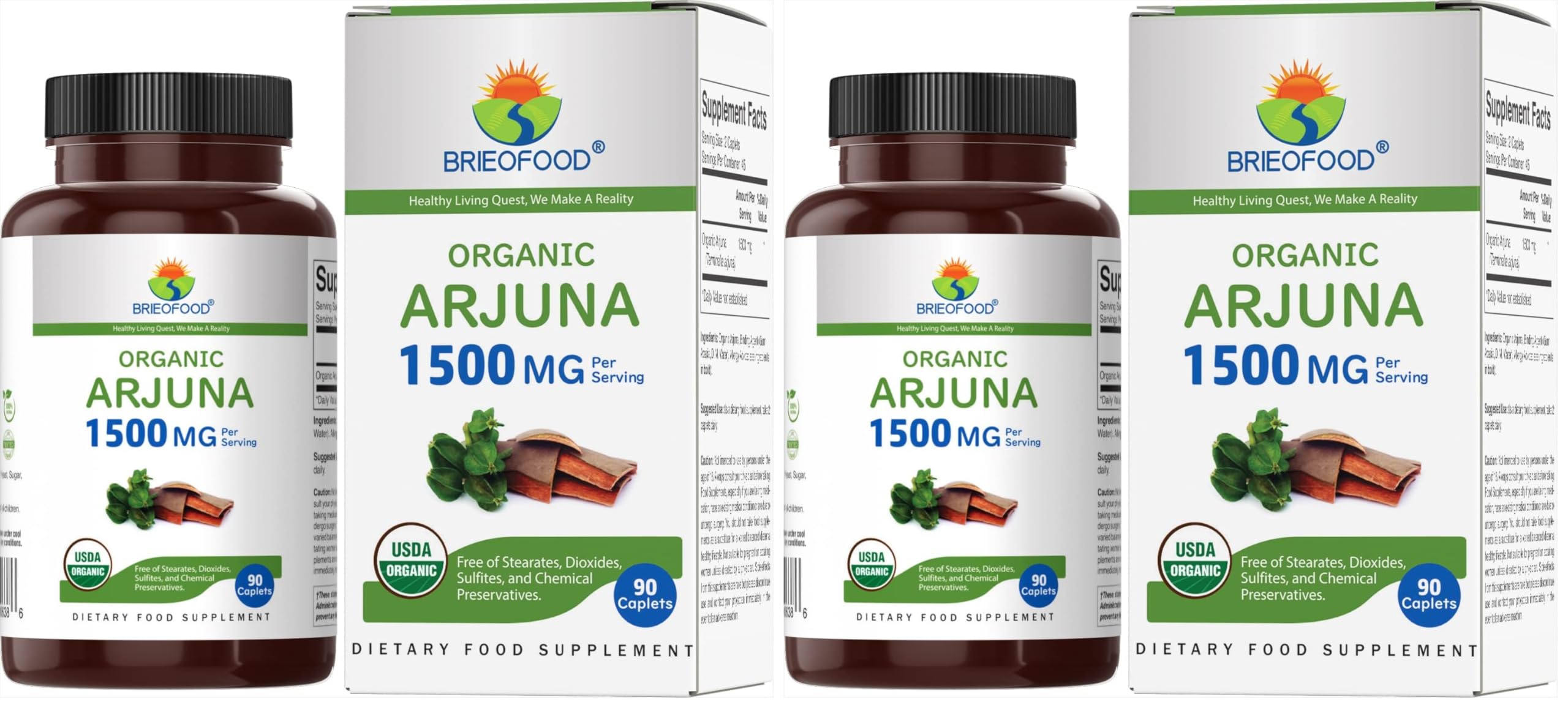 Brieofood Organic Arjuna 1500mg, 45 Servings, Vegetarian, Gluten Free, 90 Vegetarian Tablet — Amazon image 7