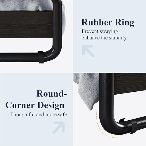 Miniatura 7 de Allewie Base de cama de metal tamaño Queen con cabecero y estribo curvados de madera de hierro, cama de plataforma con almacenamiento debajo de la