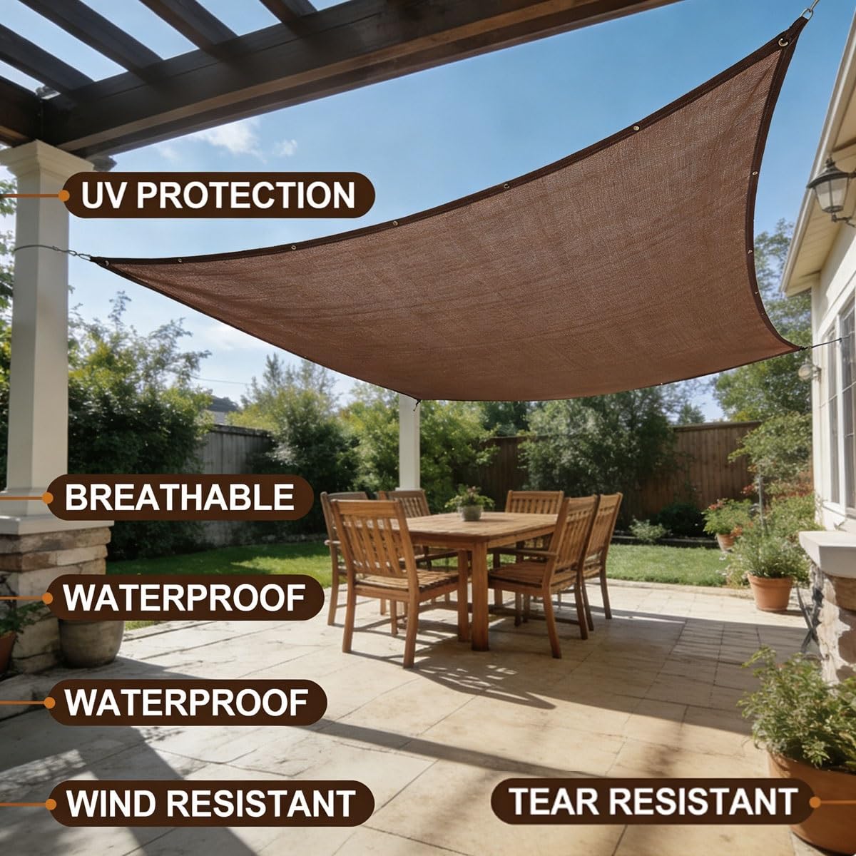 90% sol con ojales – Cubierta de toldo para lona de malla resistente UV Pera para jardín, invernadero, patio, red al aire libre (21 x 33 pies)