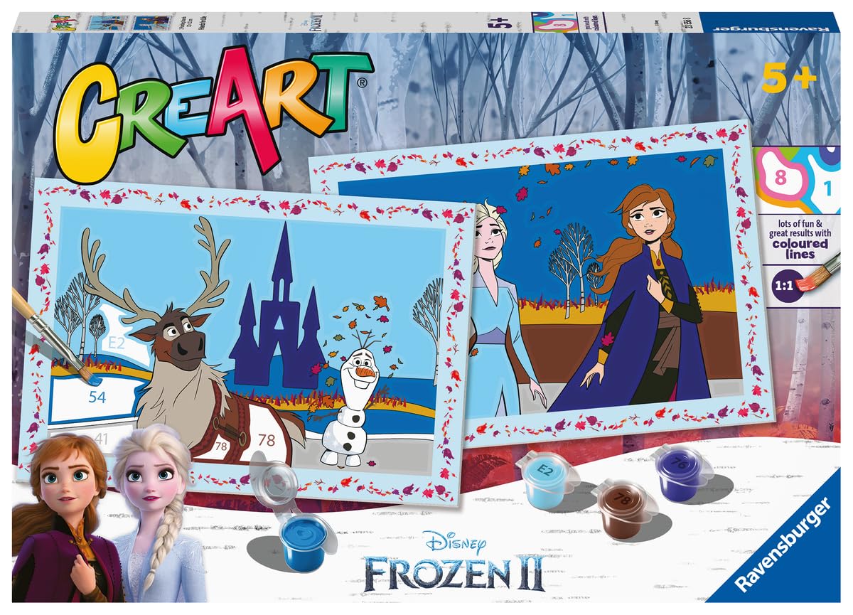 Ravensburger - Creart Junior Pack 2: Frozen II | Dipingere con I Numeri Bambini 32x22cm | Giochi Creativi Bambina 5 Anni | Giochi Bambini 5 Anni O più | Creart 5 Anni
