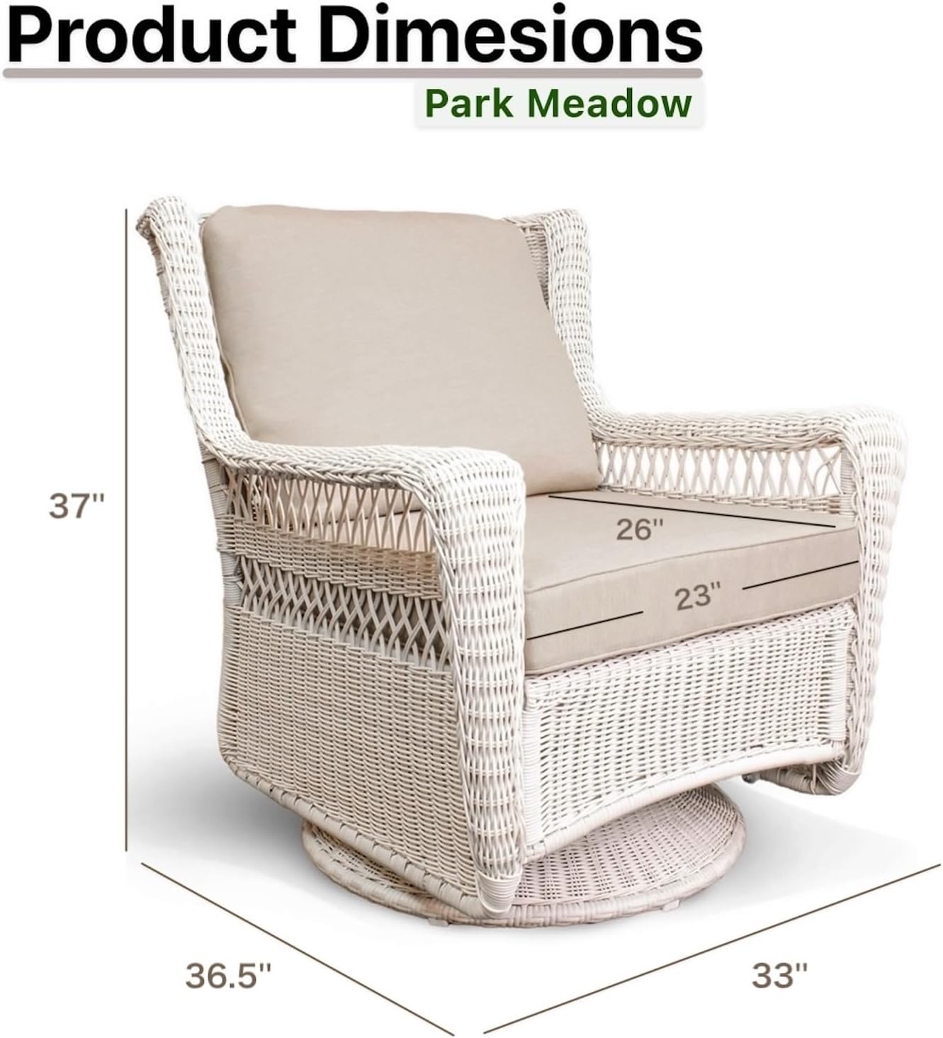 4-Piece Wicker Patio Conversation Set - Hand-Woven HDPE Rattan Swivel Rocker Outdoor Chair with Loveseat & Coffee Table, All-Weather Outdoor Furniture Set for Backyard, Porch, Deck (Beige/Off-White)